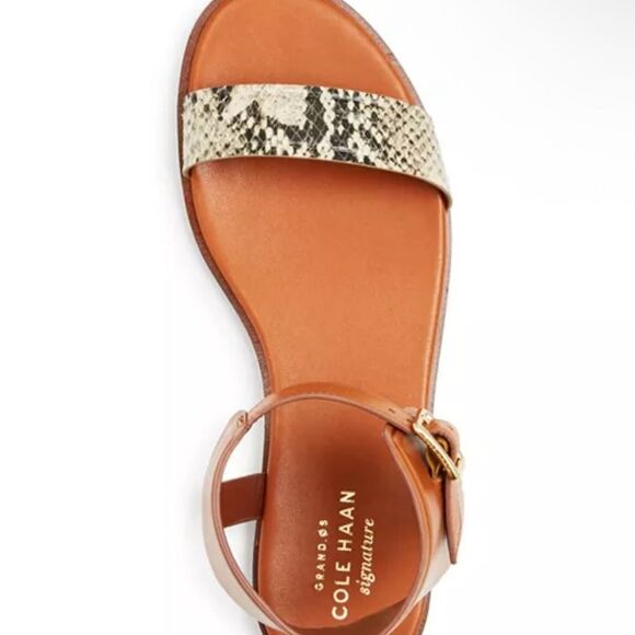 Cole Haan Barra Snale Embossed snake Embossed Leather Sandles - Picture 3 of 12